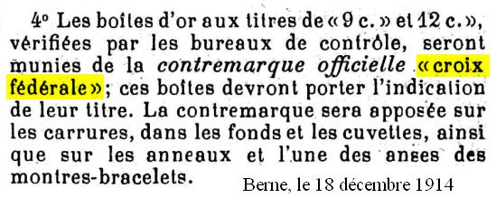 Decree 18 December 1914 for gold cases