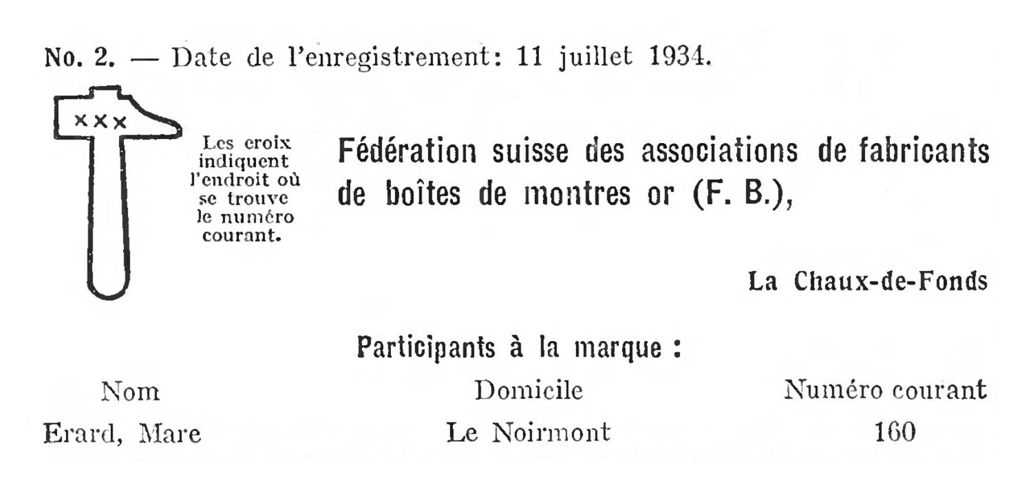 Marc Erard registration PdM No. 2/160 in 1934
