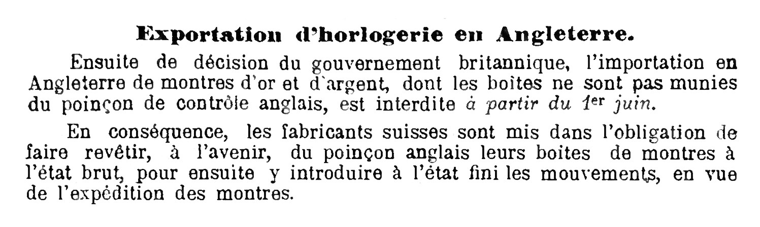 Swiss Announcement 31 May 1907