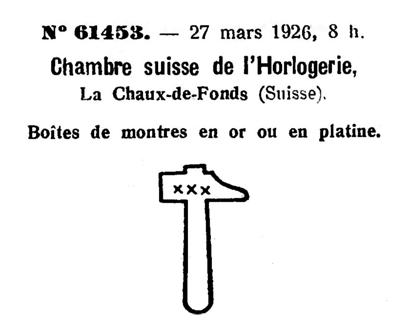 Figure 1. Registration of hammer with handle mark in March 1926