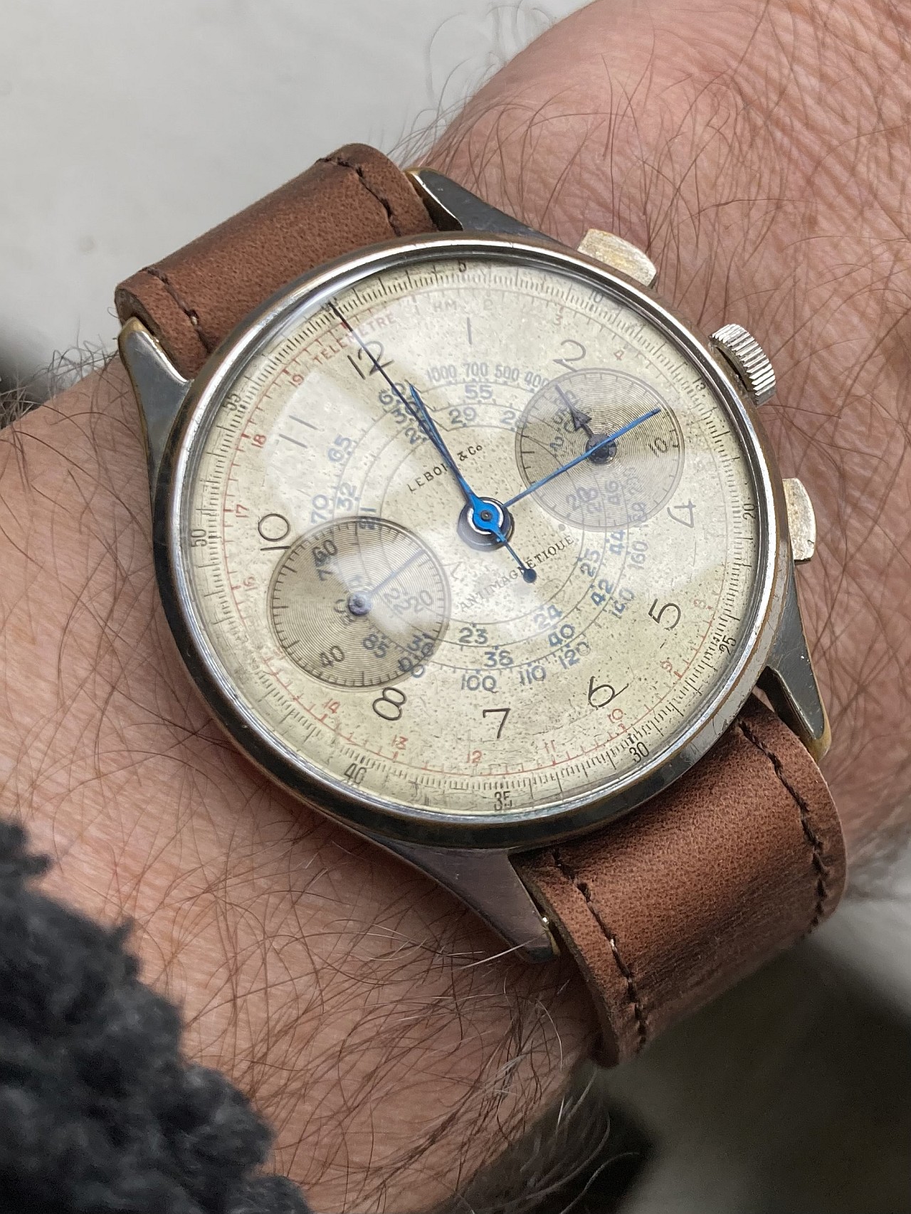 Leather RAF Type in brown oiled leather fitted to a customer's watch
