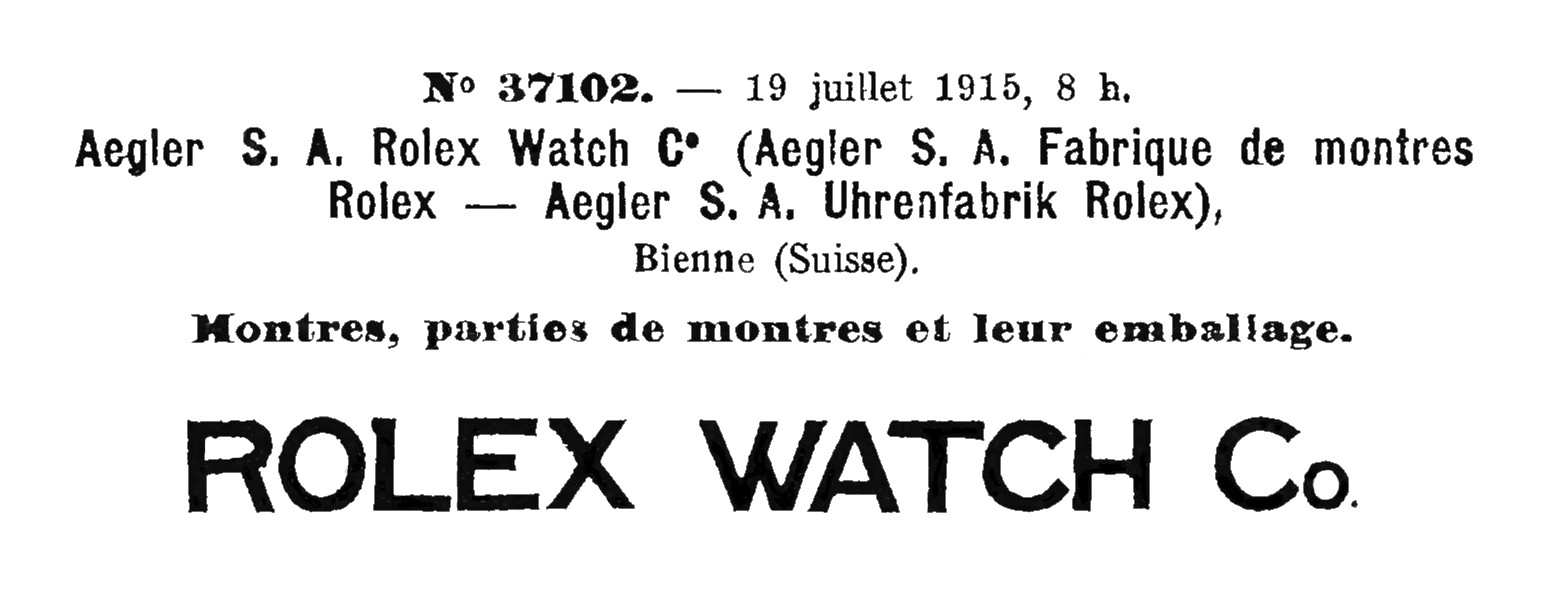 Aegler trademark Rolex Watch Co 1915