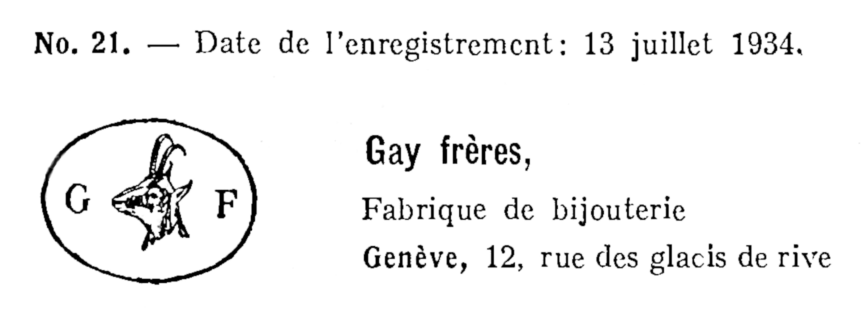 Gay Frères chamois trademark, July 1934