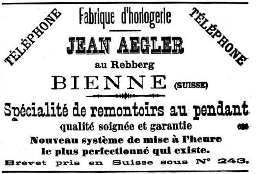 Aegler advert from 1890