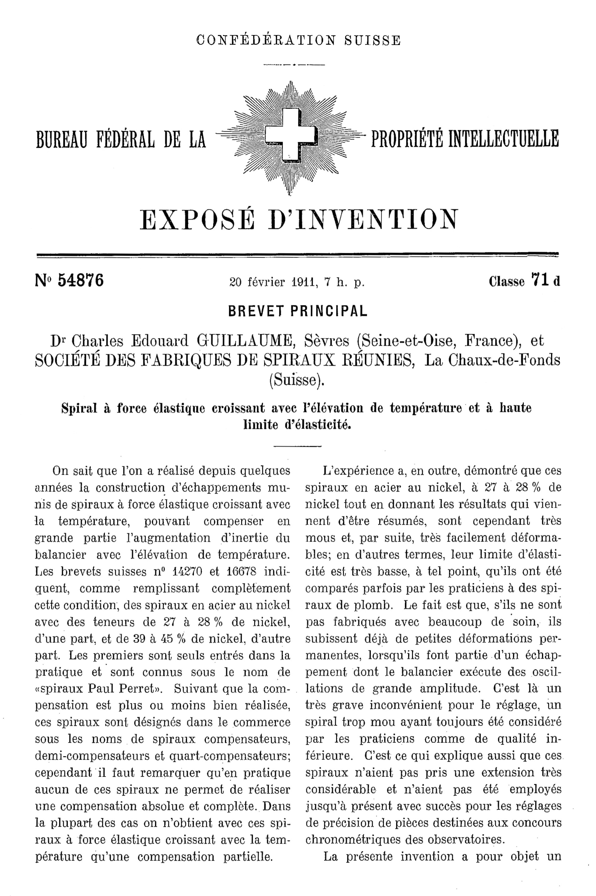 Figure 2 Swiss Patent 54876