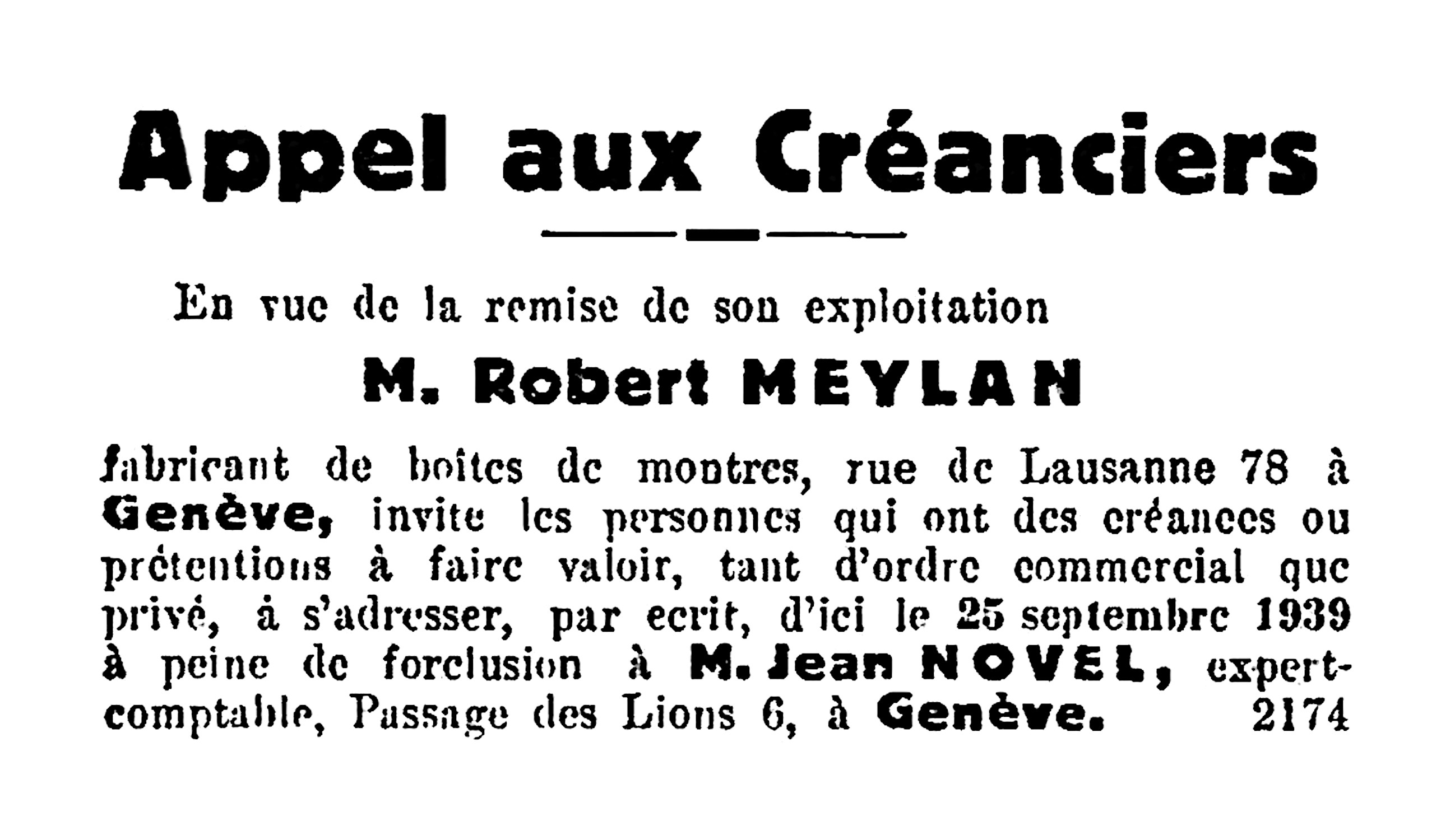 Robert Meylan Notice to Creditors