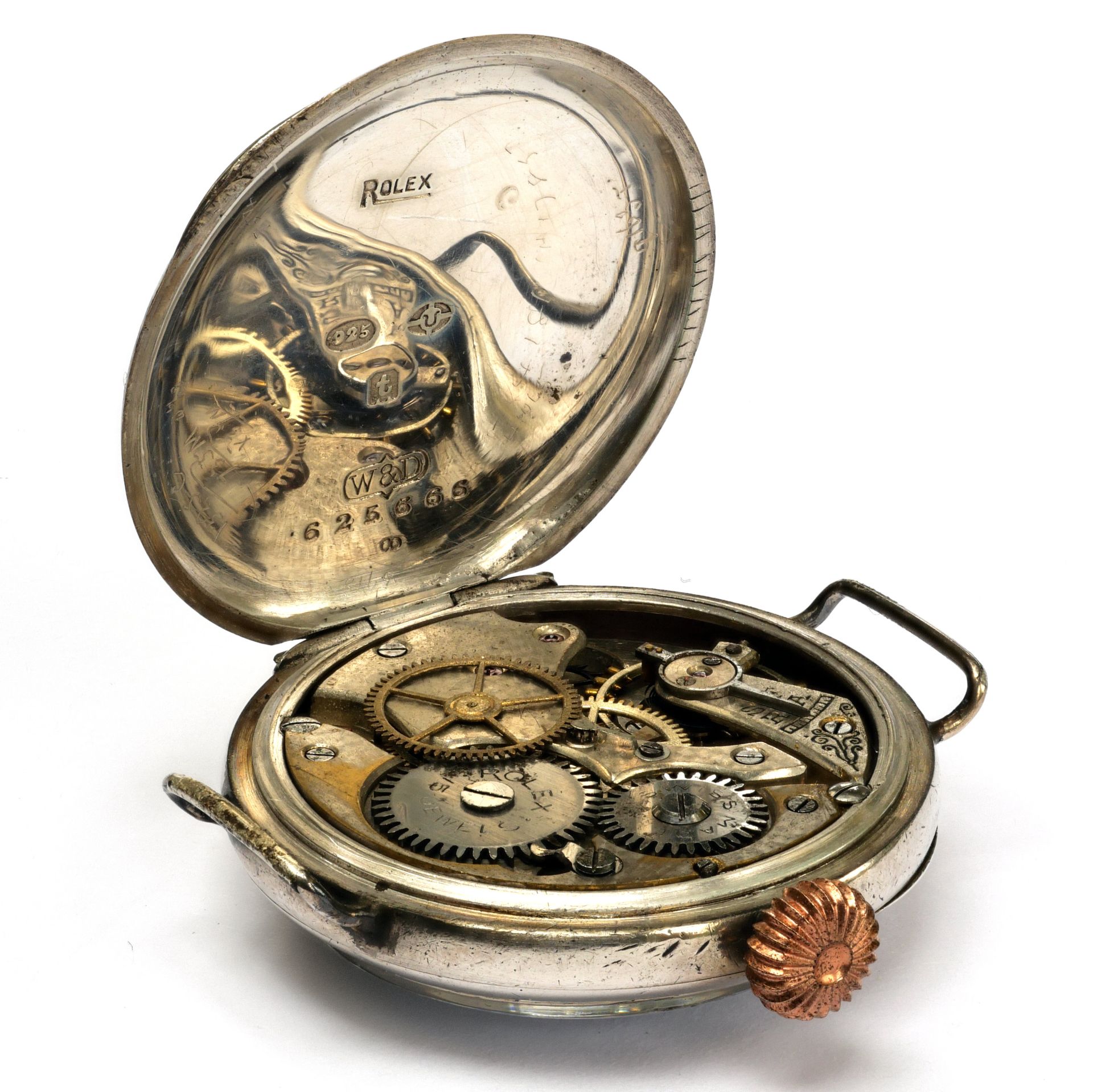 Rolex centre seconds trench watch, single jointed back