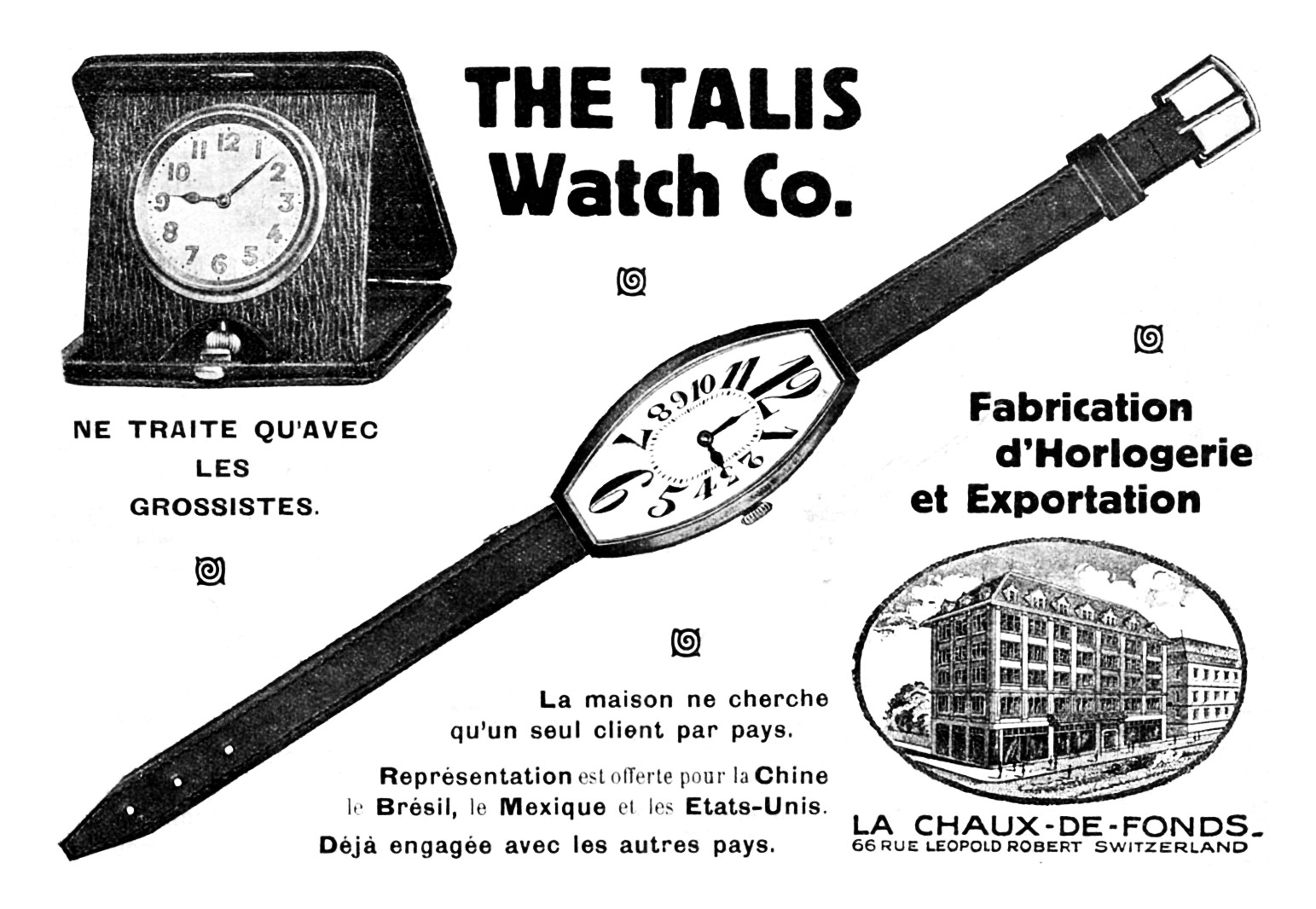 Talis Watch Co. advert 1916