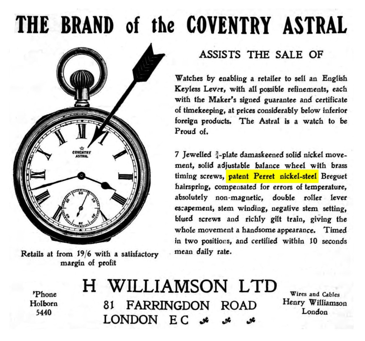 <b>Figure 5</b> H Williamson advert 1910