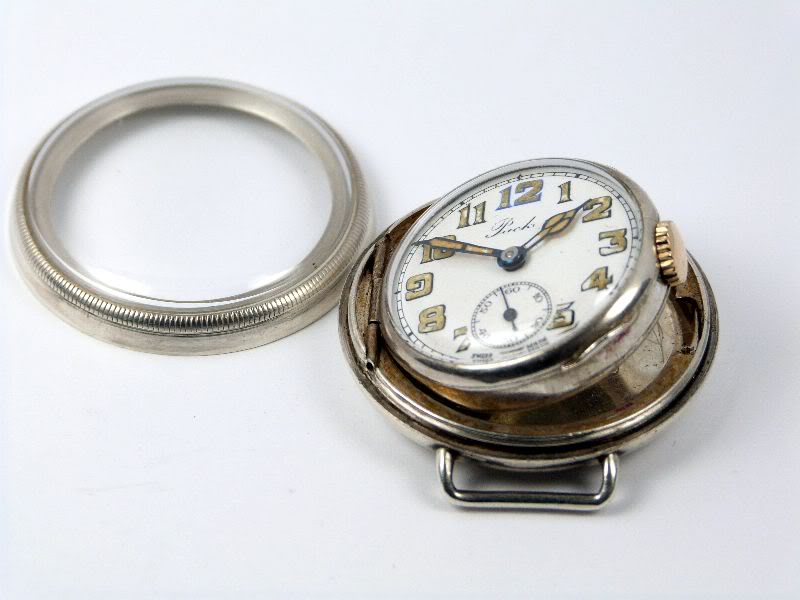 Hermetic Wristwatch open for winding and hand setting
